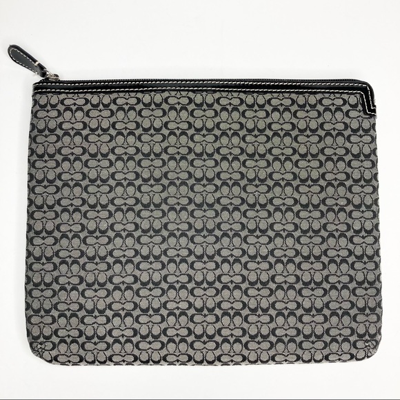 COACH Black & Gray Small C Vintage Canvas Padded iPad Tablet Sleeve Travel Case - Picture 2 of 13